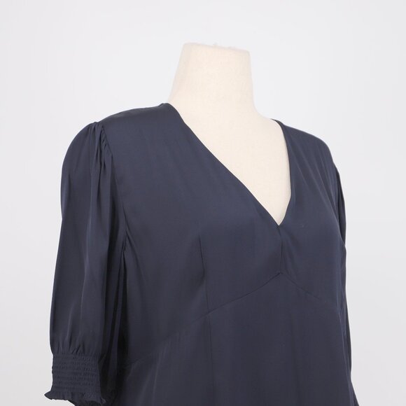 QUINCE Washable Stretch Silk Puff Sleeve Mini Dress in Navy Size XL - Picture 4 of 8
